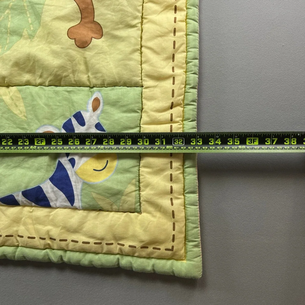 Fisher Price Precious Planet Baby Quilt Lion Monkey Zebra Nursery Bedding 43x33